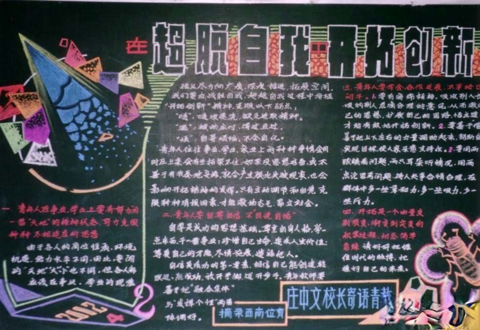 创新教育黑板报：超脱自我 开拓创新