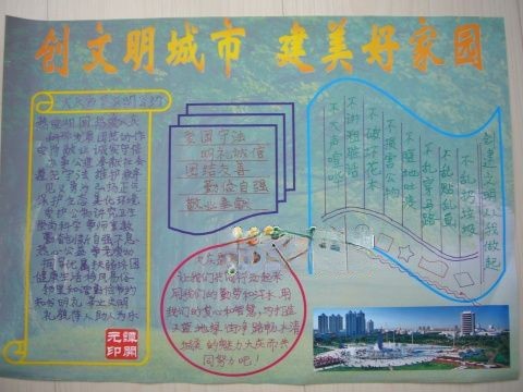 创文明城市 建美好家园手抄报