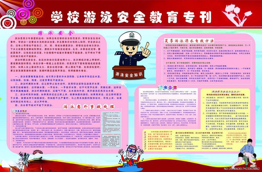 学校游泳安全教育板报设计图