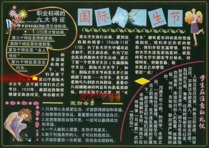 国际大学生日黑板报图片