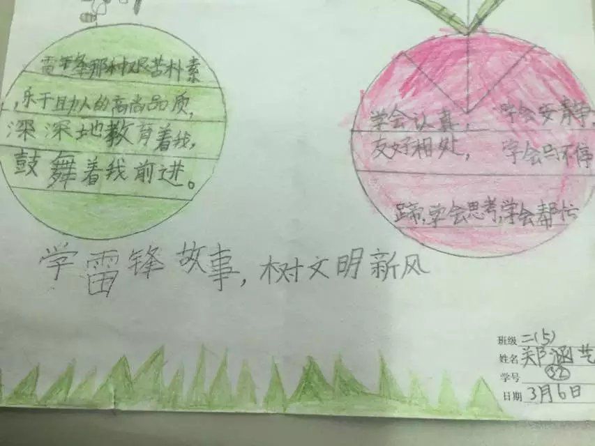 学雷锋故事，树文明新风手抄报