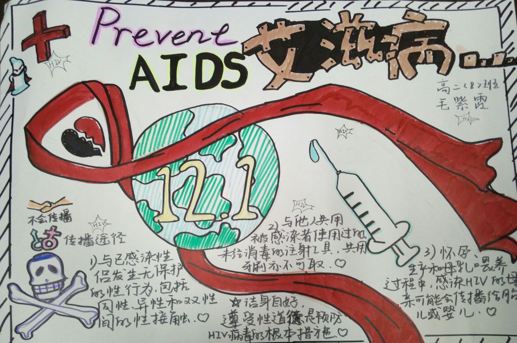 预防艾滋人人有责手抄报