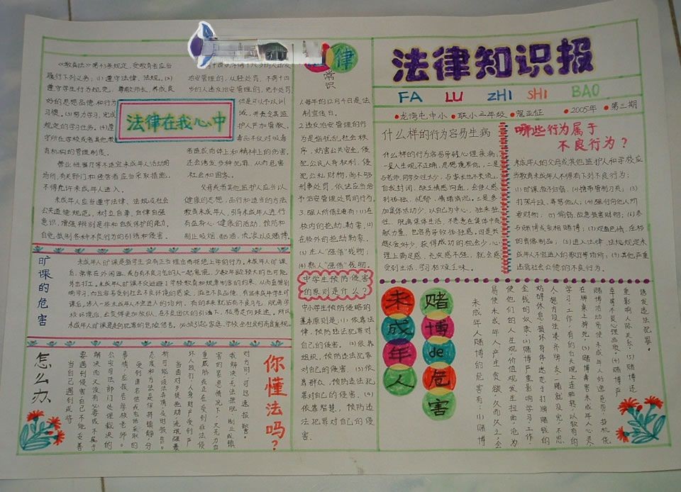 法律知识手抄报版面设计图