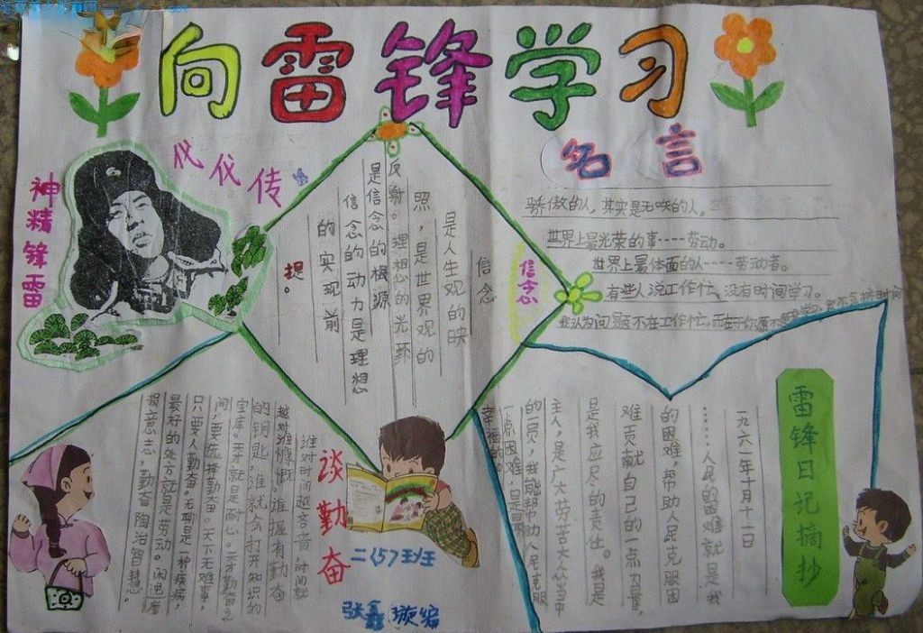 小学生三月手抄报：向雷锋学习