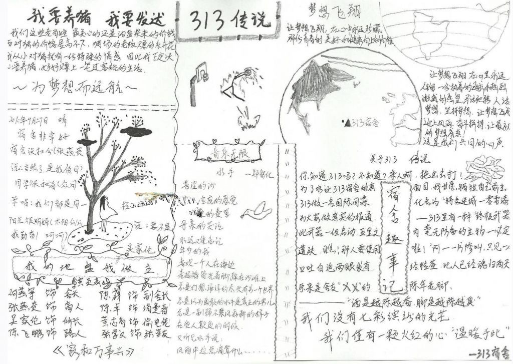 高中生活手抄报图片-黑白版