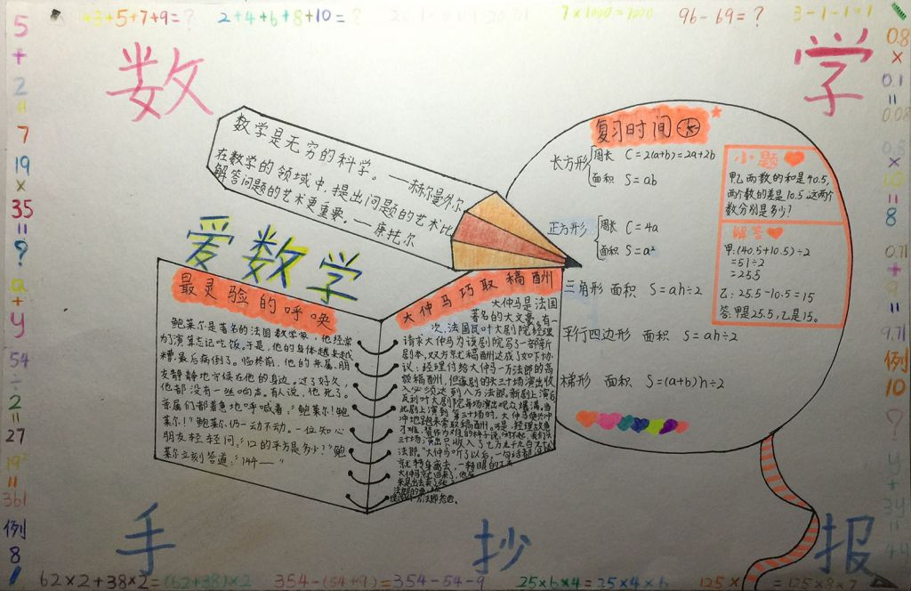 寒假数学手抄报知识梳理