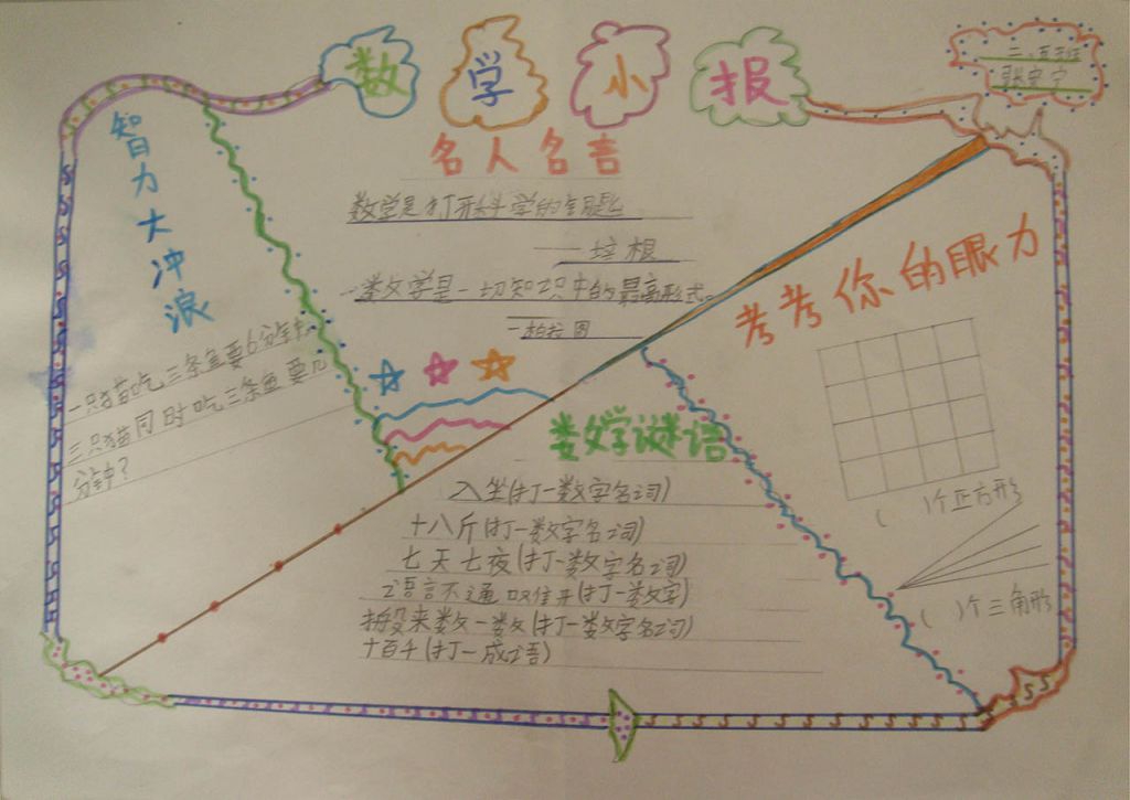 二年级数学手抄报大全