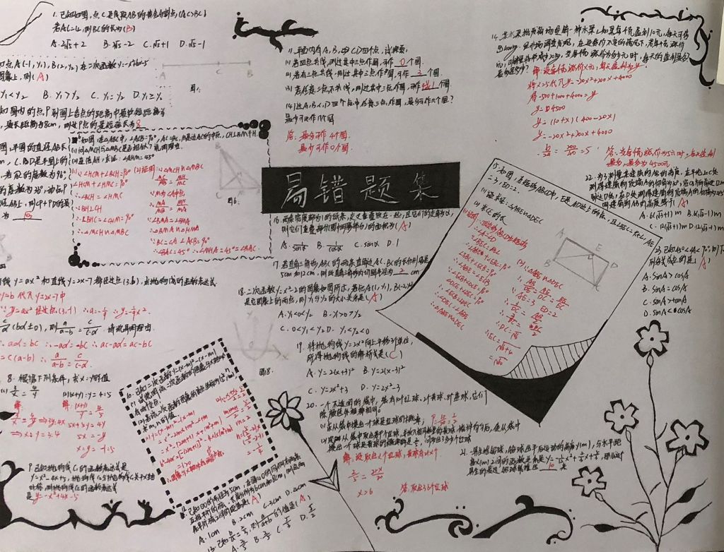 九年级数学错题手抄报大全