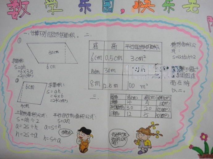 三年级数学复习手抄报图片