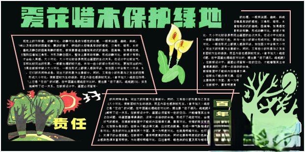 植树节专题黑板报：爱花惜木 保护绿地