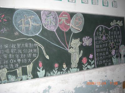 小学生迎元旦黑板报设计图