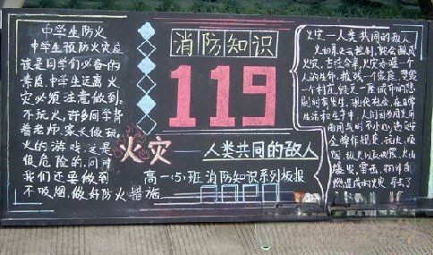 119消防日消防知识黑板报专栏