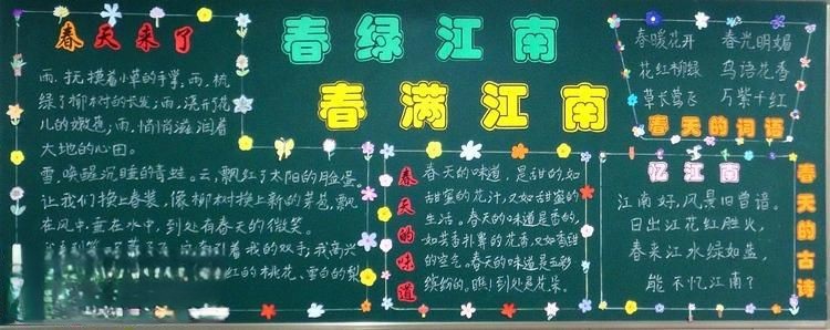 春绿江南春满江南黑板报