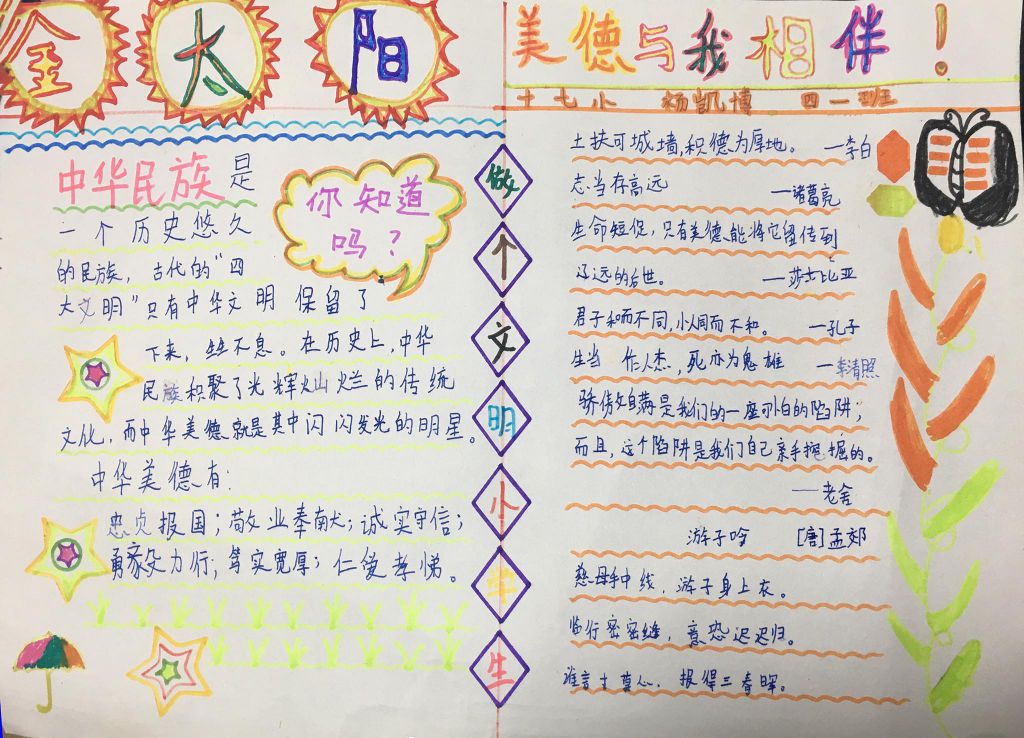 美德与我相伴手抄报，做个文明小学生