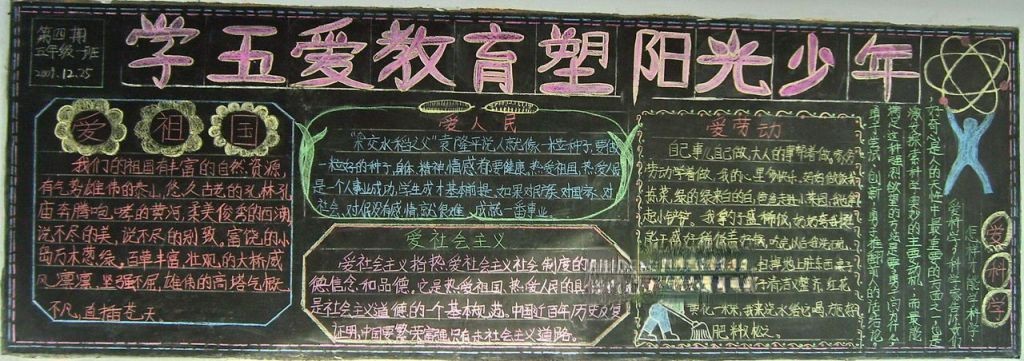 学五爱教育塑阳光少年黑板报作品