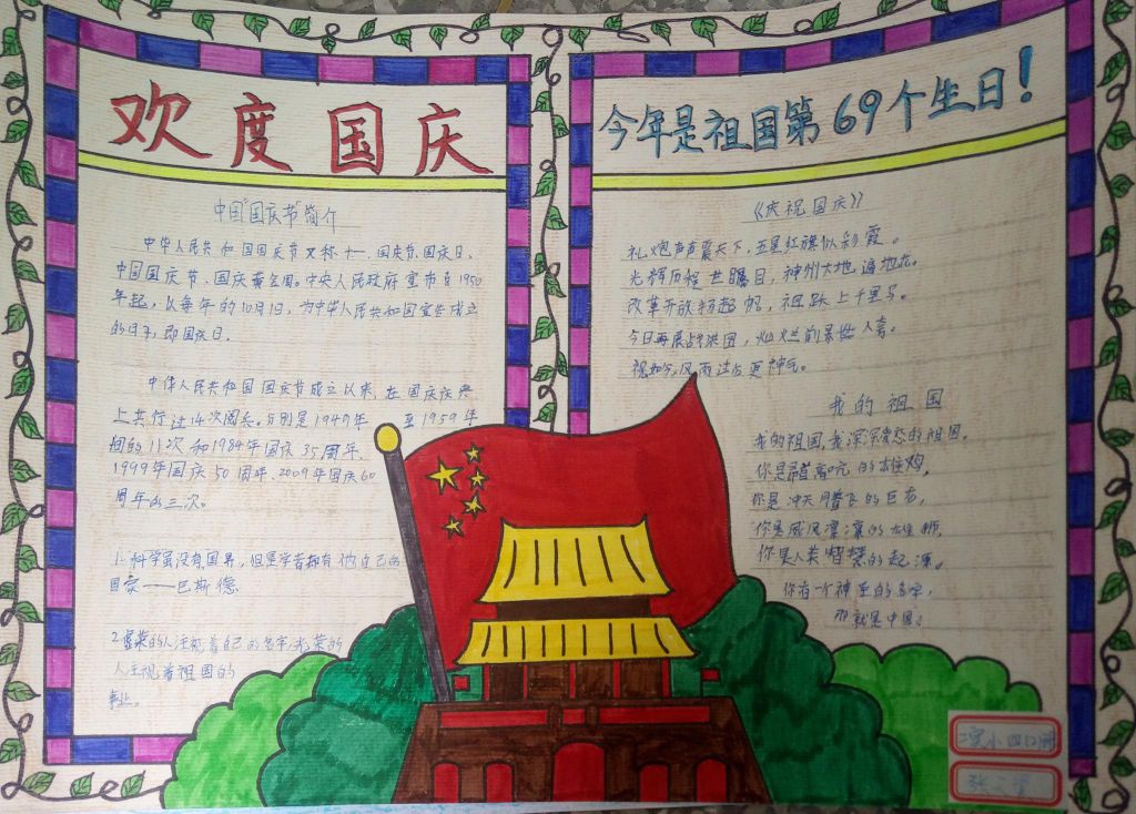 祖国妈妈生日快乐手抄报，献礼祖国母亲