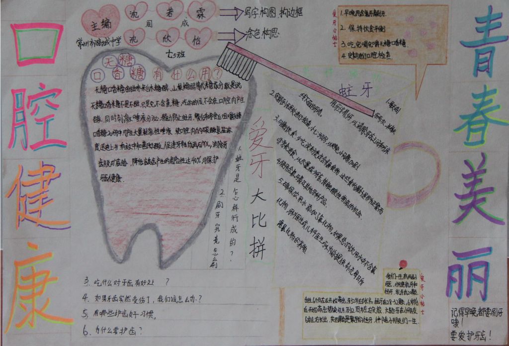 口腔健康青春美丽手抄报图片