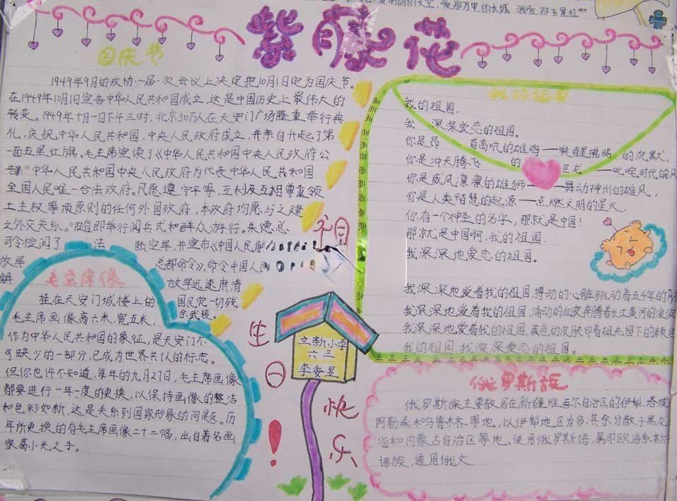 小学生国庆节主题手抄报范例：紫藤花