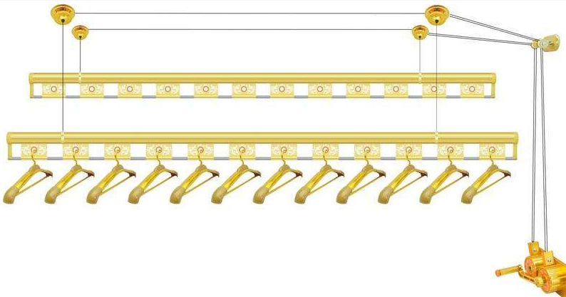 伊智佳三杆手摇晾衣架安装教程