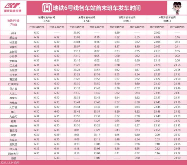 2022重庆地铁跨年营业时间